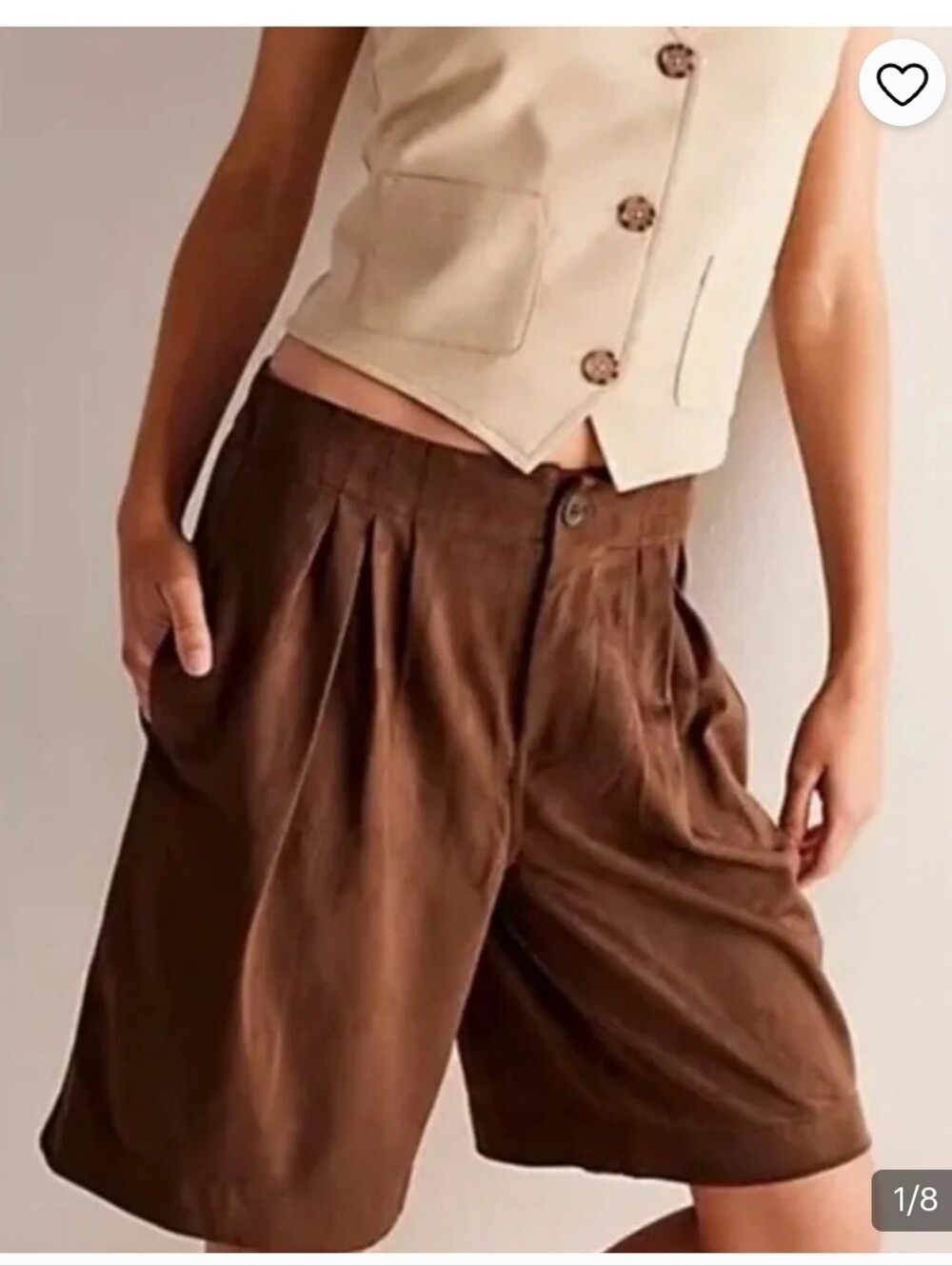 We The Free Brown Suede Feel Shorts S